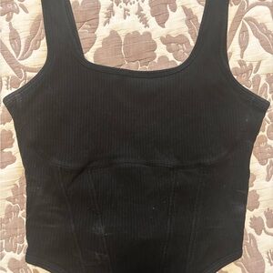 PINK Victoria's Secret Ribbed Black Tank Top